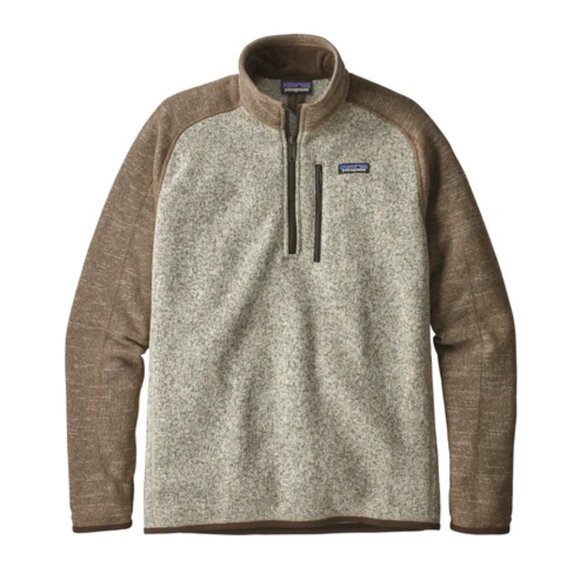 Patagonia Men's Better Sweater 1/4 Quarter Zip‎ in Bleached Stone w/ Pale Khaki - Picture 1 of 8